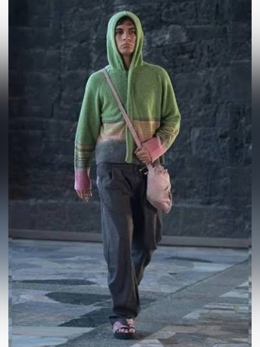 Kiko Kostadinov Ketra Hoodie Sweater In Matcha Pink Zip Front Streetwear SZ 48
